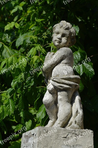 Cherub Statue Greenery Summer Italy