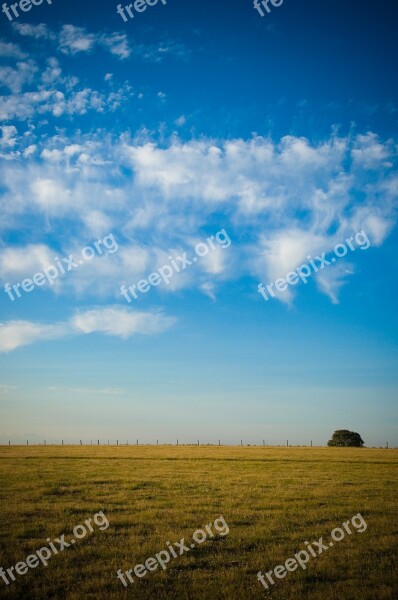 Field Sky Clouds Nature Landscape