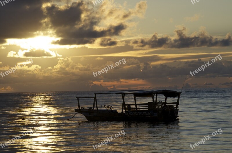 Dhow Boat Sunset Africa Tanzania Free Photos