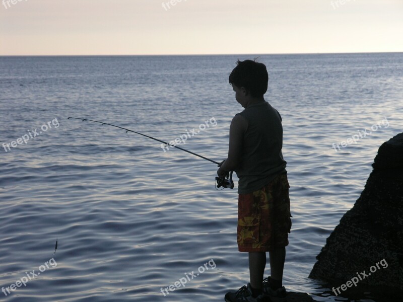 Boy Fishing Male Child Leisure