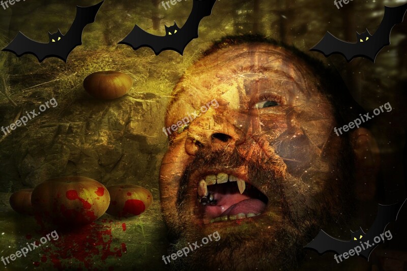 Halloween Man Vampire Bats Background