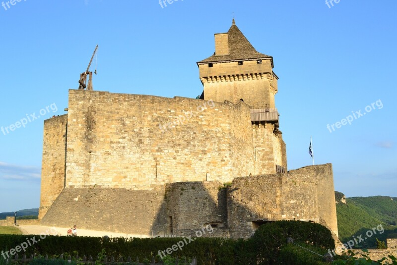 Castle Catapult Castelnaud Medieval Castle Stone Wall