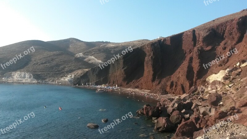 Redbeach Santorini Thira Free Photos