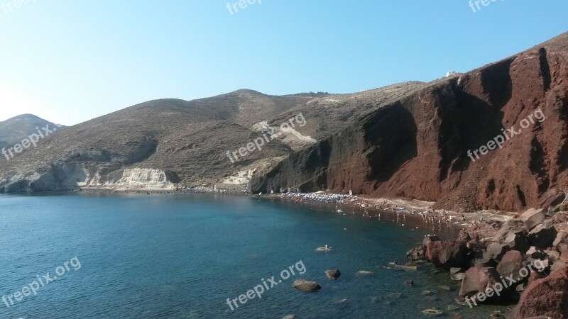 Red Beach Santorini Thira Free Photos