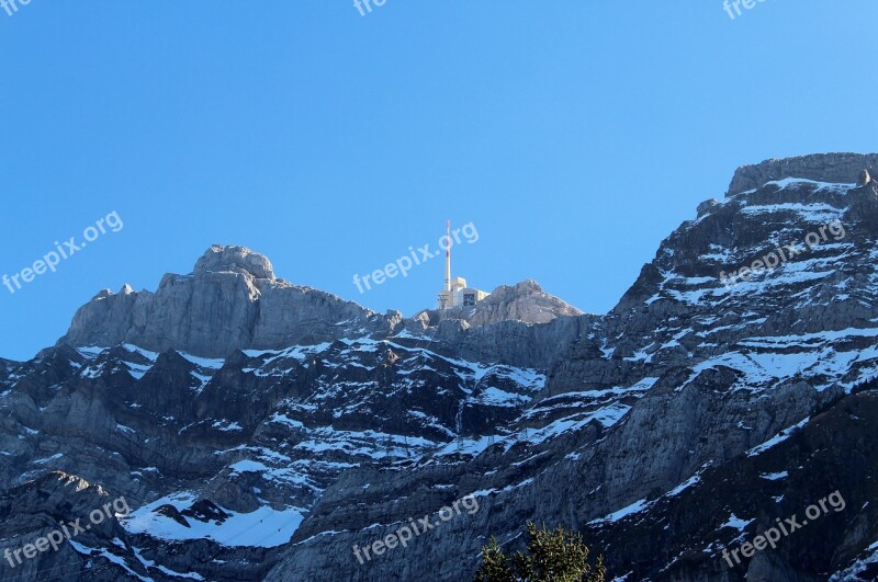 Säntis Summit Mountains Swiss Alps Mountain Station