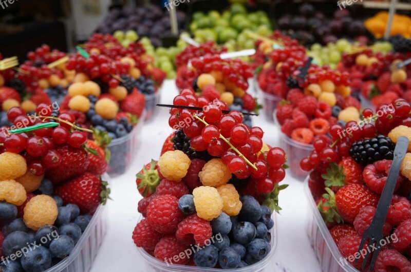 Fruit Collection Blueberry Raspberry Free Photos