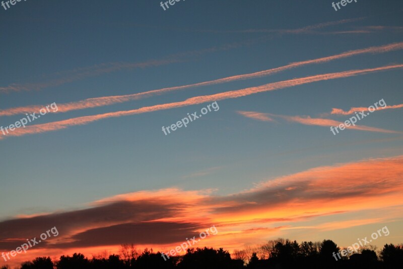 Sky Sunset Contrail Pink Heaven