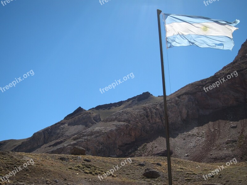 Argentina Andes Flag Mountain Free Photos