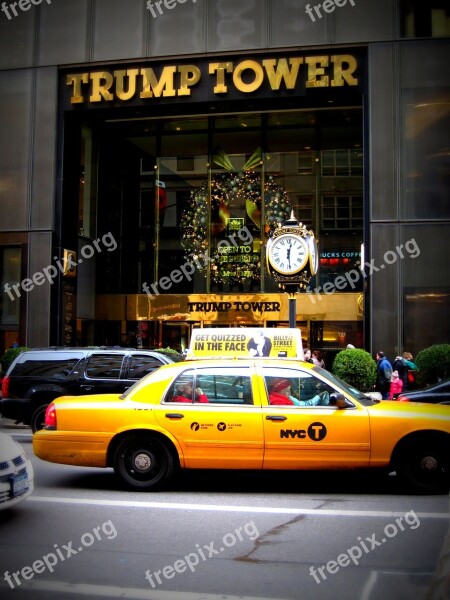 New York Taxi Cab Trump Tower Nyc City