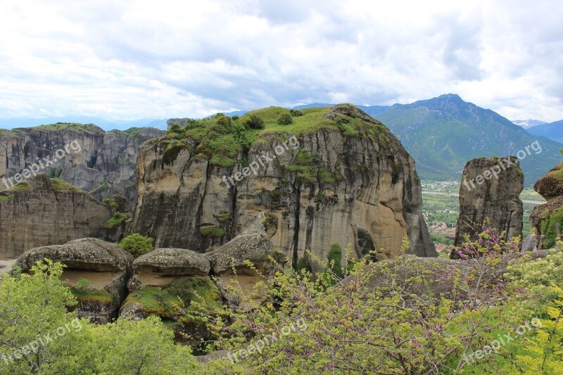 Meteora Rocks Nature Mountain Free Photos