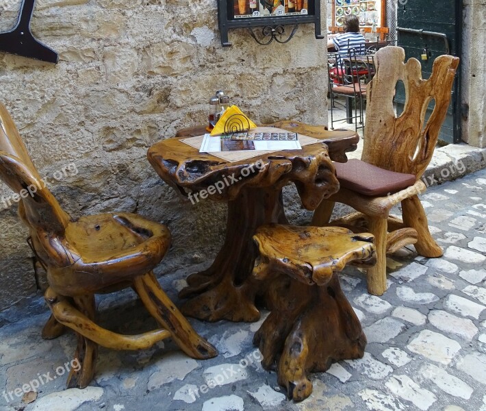 Croatia Split Streetscape Alley Seating Arrangement