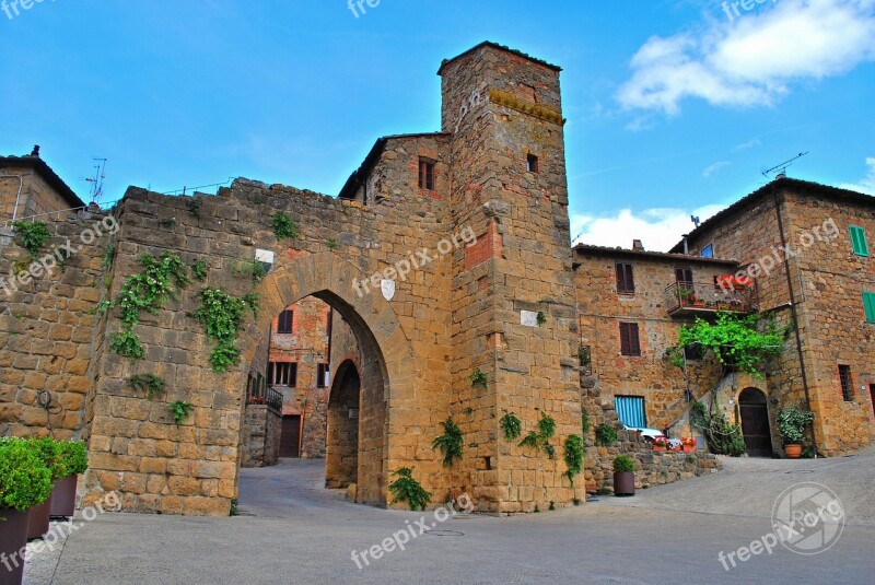 Monticchiello Of Pienza Siena Tuscany Italy Wall