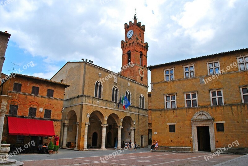 Pienza Square Pious Pope Ii Tuscany Siena Italy