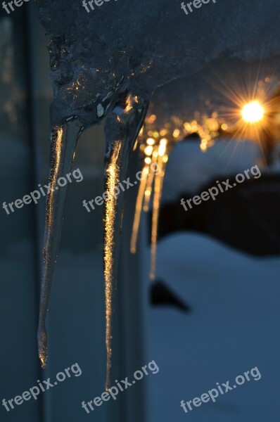 Ice Sunset Beautifully Cold Frozen