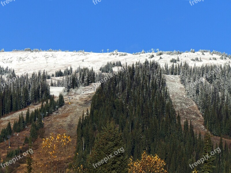 Snow Covered Peak Sun Peaks Ski Resort