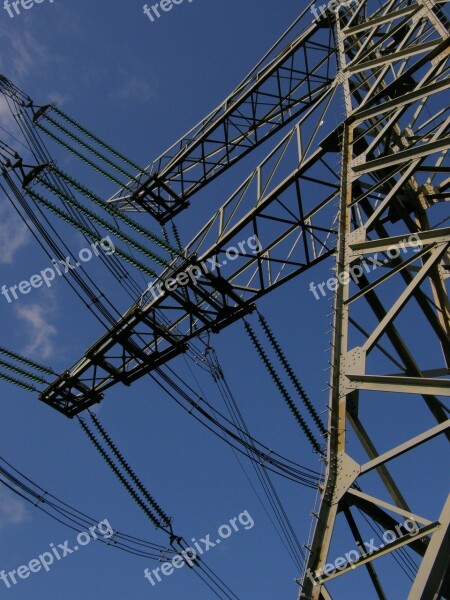 Electricity High Voltage Blue Sky Free Photos