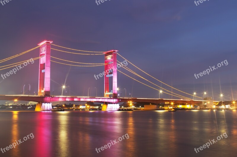 Bridge Indonesia Palembang Musi River Sumatra