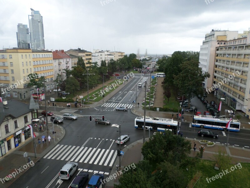 Gdynia Street View From Above The Intersection City