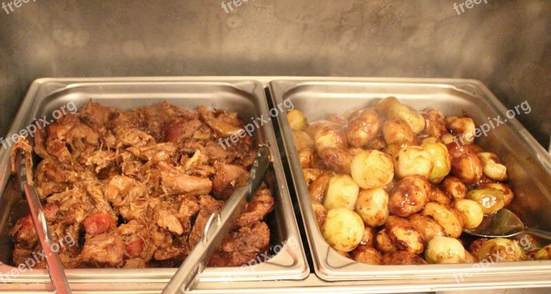 Buffet Meat Lamb Potatoes Heat Sink