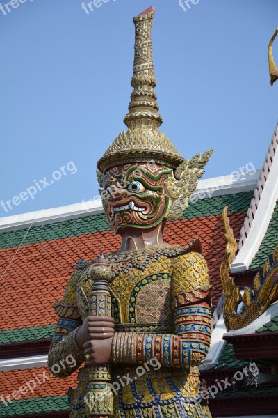 Temple Of The Emerald Buddha Giant Statue Thailand Free Photos