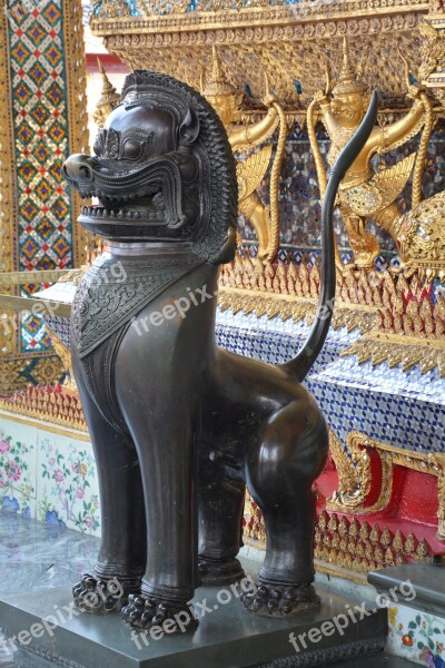 Temple Of The Emerald Buddha A Bird With A Human Head Lion Thailand Free Photos