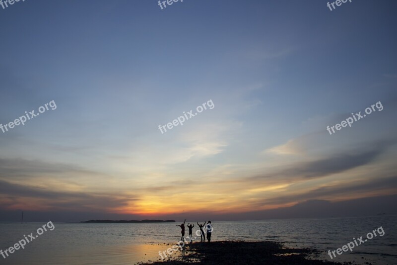 Beach Ocean Coast Sunset Dusk