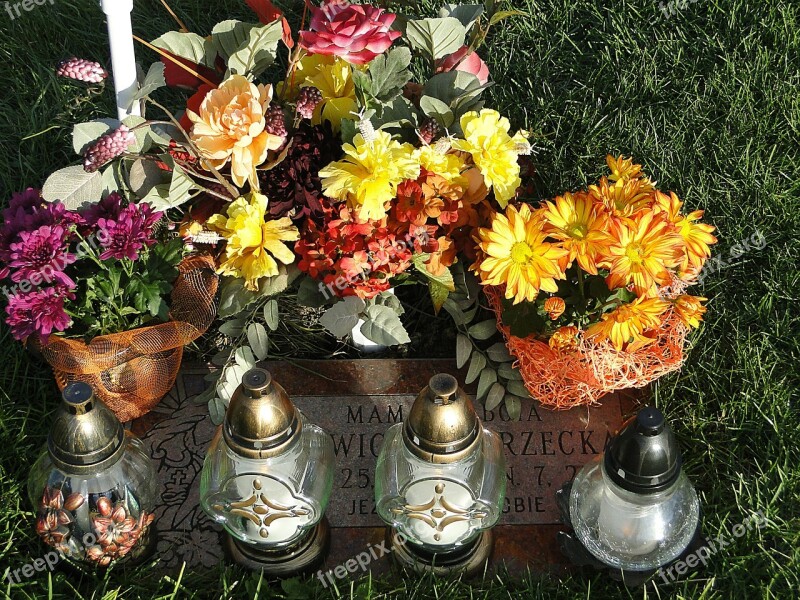 Candles Light Memory Cemetery All Saints ' Day