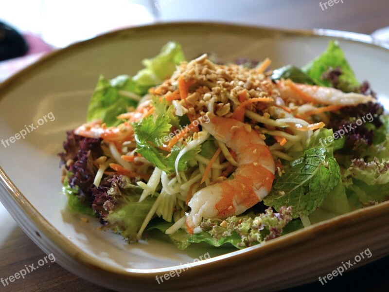 Salad Vegetables Prawn Food Green