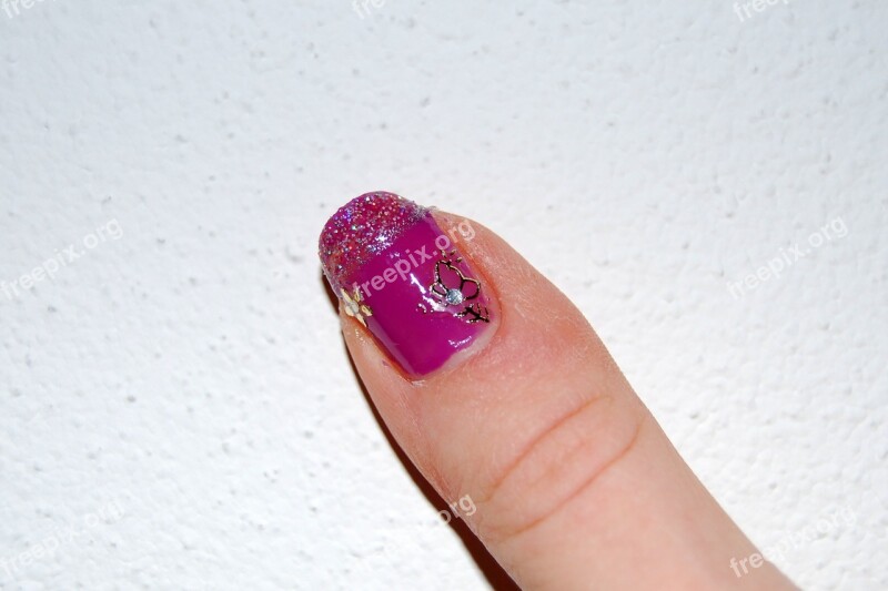 Nail Decorated Female Finger Rosa