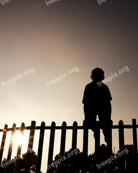 Child Fence Boy Climbing Sun