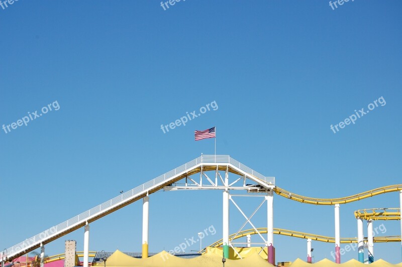 Rollercoaster Flag Usa Sky Blue