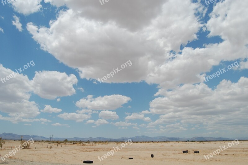 Desert Clouds Abandoned Litter Landscape