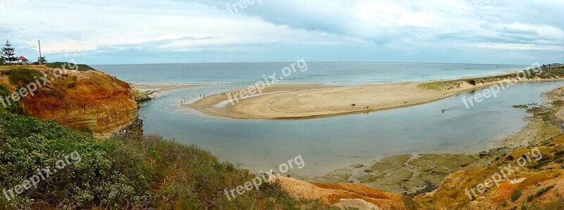 Estuary Onkaparinga River Mouth Seascape Sand