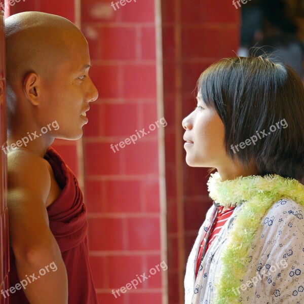 Monk Brother Sister Buddhism Burma