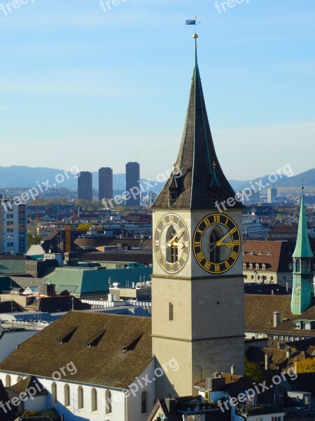 St Peter's Church Church Zurich Switzerland City ​​consumption