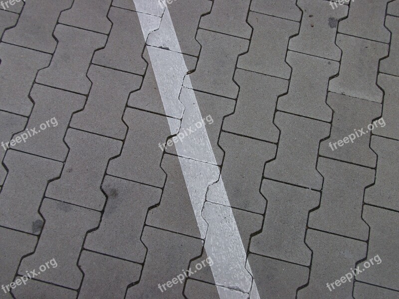 Ground Parking Lines Cobblestones Diagonal