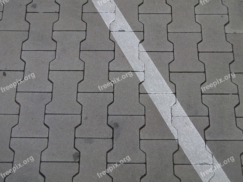 Ground Parking Lines Cobblestones Diagonal