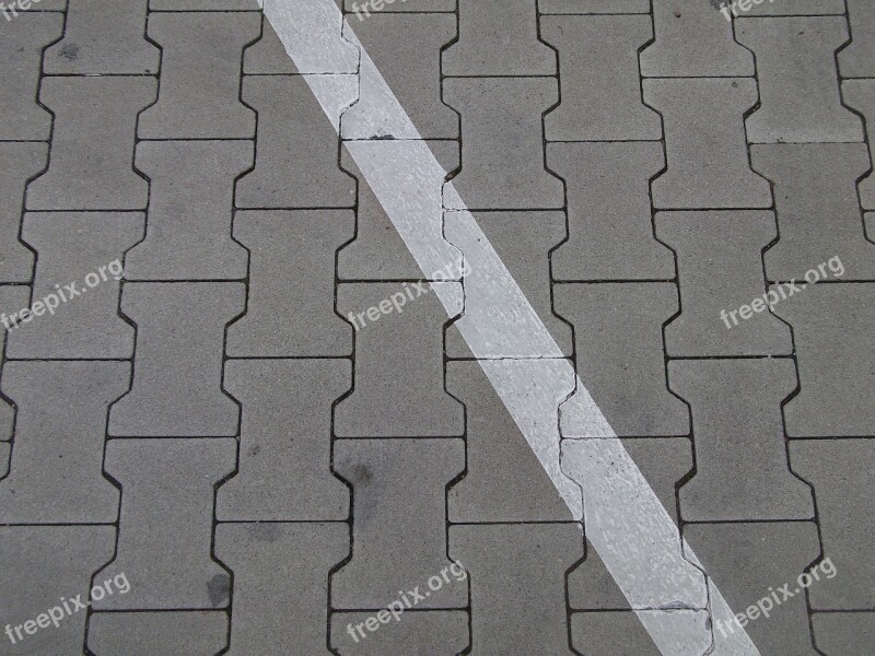 Ground Parking Lines Cobblestones Diagonal