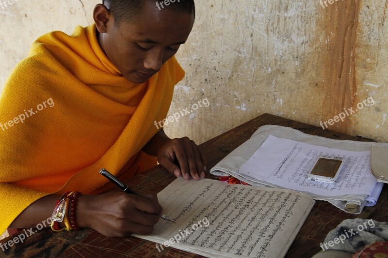 Buddhist Monk By The Book Note Free Photos