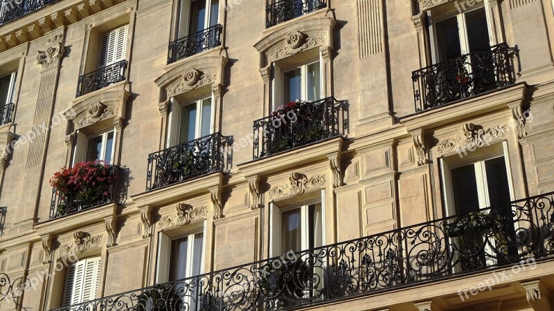 Facade Of Building Windows Paris France Free Photos