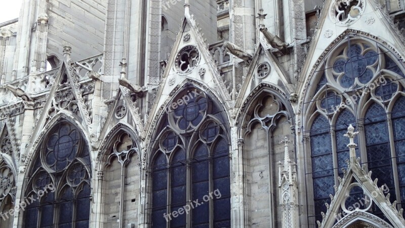 Cathedral Notre Dame Stained Glass Windows Paris Free Photos