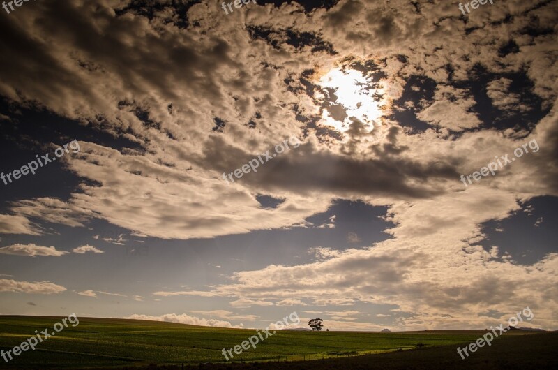 Weather Clouds Sun Meadows Pasture