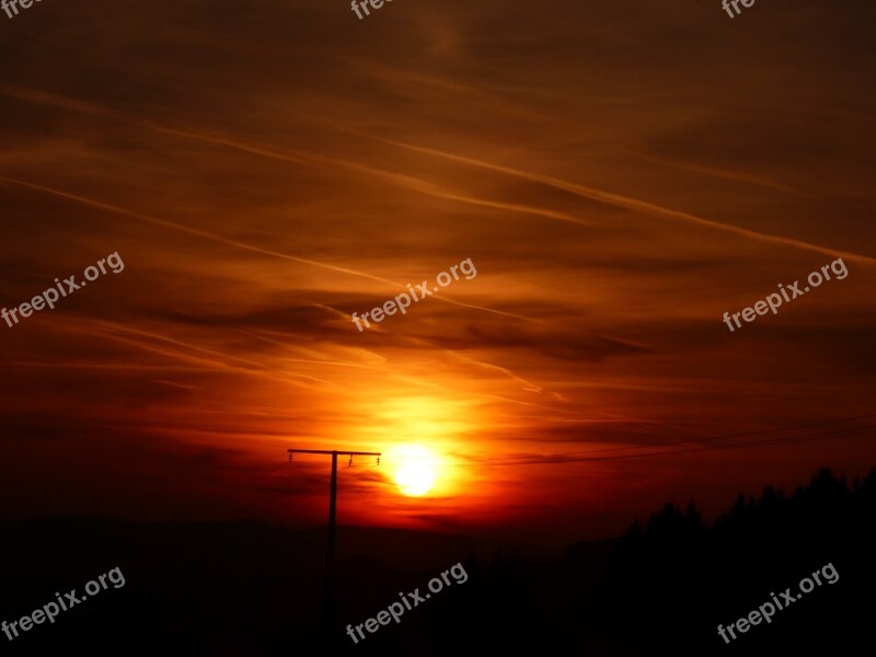 Sunset Setting Sun Evening Luxembourg Pintsch