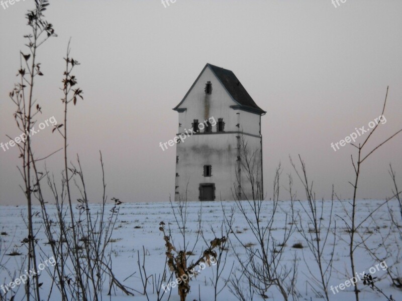 Water Tower Snow Merscheid Luxembourg Free Photos