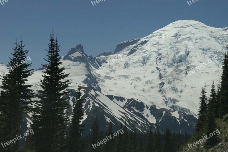 Mount Rainer Mountain Peak Washington Landscape