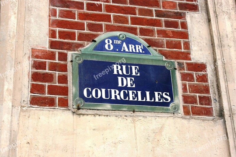 Rue De Courcelles Street Sign Paris Free Photos