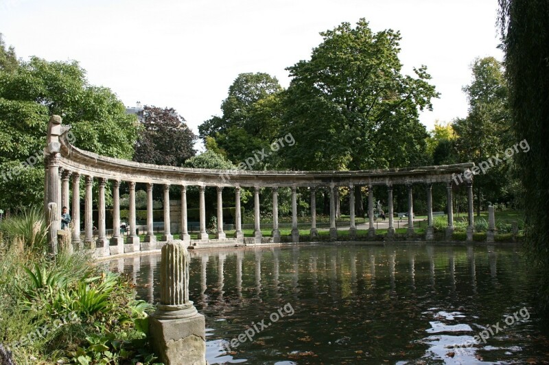 Colonnade Columns Lake Parc Monceau Paris