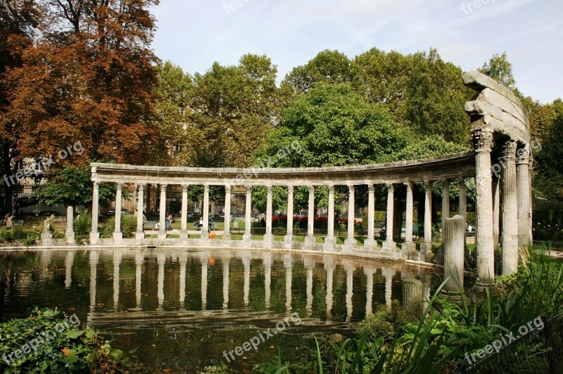 Colonnade Columns Lake Parc Monceau Paris