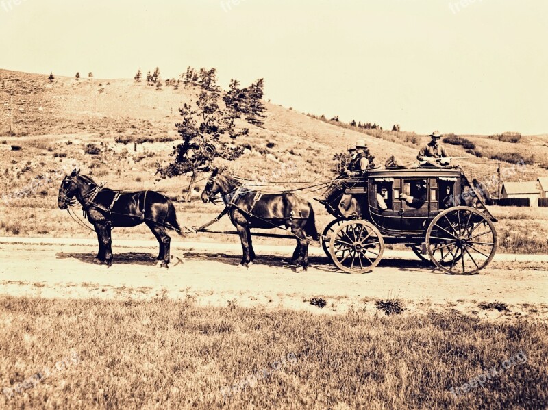 Stagecoach Horse Cart Western Vintage Transportation