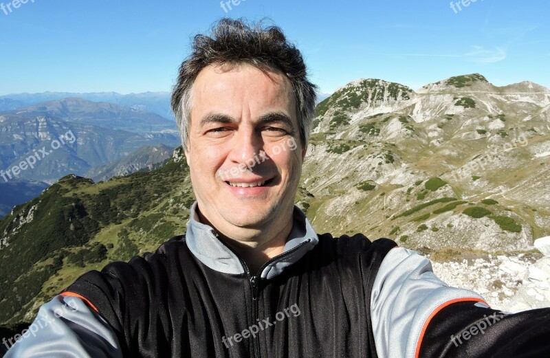 Selfie Man Mountain Small Dolomites Alps